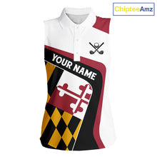 Load image into Gallery viewer, Personalized Maryland flag Womens golf shirts sleeveless custom patriotic ladies golf outfit NQS11386