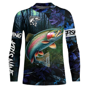 Rainbow trout Fishing blue camo fishing team trout Custom Long Sleeve UV protection fishing shirts NQS6070