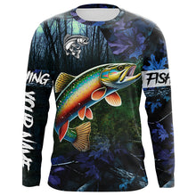 Load image into Gallery viewer, Brook trout Fishing blue camo fishing team trout Custom Long Sleeve UV protection fishing shirts NQS6072