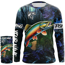 Load image into Gallery viewer, Brook trout Fishing blue camo fishing team trout Custom Long Sleeve UV protection fishing shirts NQS6072