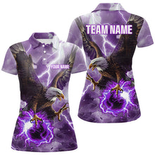 Load image into Gallery viewer, Purple lightning thunder bowling Eagle custom Women Bowling Polo, Quarter Zip Shirts, bowlers jerseys NQS8179