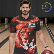 Load image into Gallery viewer, Personalized Red Lightning Thunder Storm Lion Bowling Shirts For Men Custom Bowling Team Jerseys NQS9840