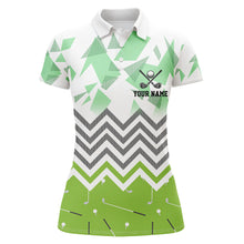 Load image into Gallery viewer, Personalized white and green golf pattern custom Womens golf polo shirt, ladies golf tops golf gifts NQS7767