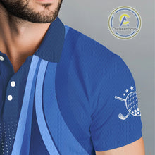 Load image into Gallery viewer, Mens golf polo shirts custom name Blue golf shirt, tournament golf tops for mens, golf gift NQS10223