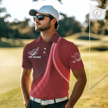 Load image into Gallery viewer, Mens golf polo shirts custom name Red golf shirt, tournament golf tops for mens, golf gift NQS10224
