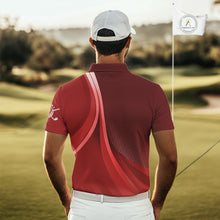 Load image into Gallery viewer, Mens golf polo shirts custom name Red golf shirt, tournament golf tops for mens, golf gift NQS10224
