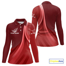 Load image into Gallery viewer, Womens golf polo shirts custom name Red golf shirt, tournament golf tops for ladies NQS10224