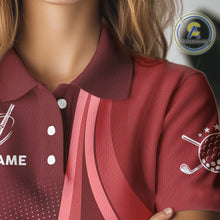 Load image into Gallery viewer, Womens golf polo shirts custom name Red golf shirt, tournament golf tops for ladies NQS10224