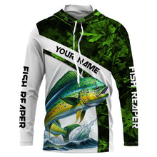 Load image into Gallery viewer, Mahi mahi ( Dorado) fishing Green Camo Customize name UV protection long sleeves fishing shirts NQS803