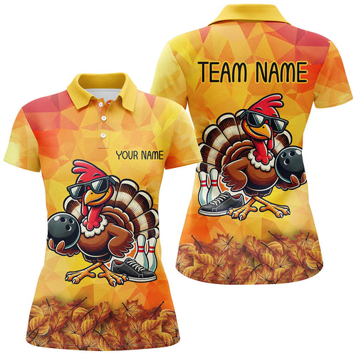 Personalized Funny Turkey Autumn Bowling Shirts For Women, Thanksgiving Bowling Shirts Team Uniform NQS8641