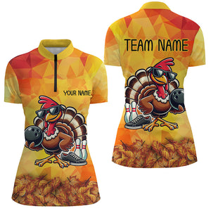 Personalized Funny Turkey Autumn Bowling Shirts For Women, Thanksgiving Bowling Shirts Team Uniform NQS8641