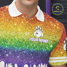 Load image into Gallery viewer, Rainbow glitter Bowling Shirts For Men Custom team bowling jerseys, Personalized bowling uniform NQS10815