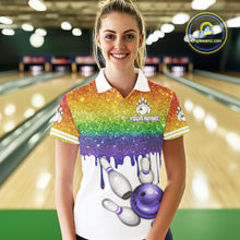 Load image into Gallery viewer, Rainbow glitter Bowling Shirts For Women Custom team bowling jerseys, Personalized bowling uniform NQS10815