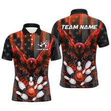 Load image into Gallery viewer, Black American flag Mens bowling shirts Custom Red lightning thunder Eagle Bowling Team Jerseys NQS8883