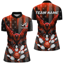 Load image into Gallery viewer, Black American flag Women bowling shirts Custom Red lightning thunder Eagle Bowling Team Jerseys NQS8883