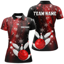 Load image into Gallery viewer, Red and Black Snowflake Christmas Bowling Shirts For Women Custom Bowling Team Jerseys Bowlers Outfit NQS8886