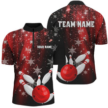 Load image into Gallery viewer, Red and Black Snowflake Christmas Bowling Shirts For Men Custom Bowling Team Jerseys Bowlers Outfit NQS8886