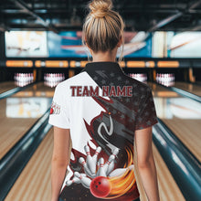 Load image into Gallery viewer, Black and White American flag Bowling jersey Custom Patriotic Bowling Polo, 1/4 Zip Shirts For Women NQS10999