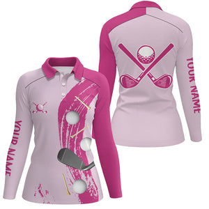 Personalized golf polos shirts for women custom golf ball clubs Golf items ladies golf tops | Pink NQS7589
