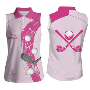 Personalized sleeveless golf polos shirts for ladies, golf ball clubs Golf items golf wears | Pink NQS7589