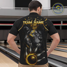 Load image into Gallery viewer, Custom Black and Gold Lion Bowling Polo, Quarter Zip shirts for Men, Lion Team Bowling Jerseys NQS10231