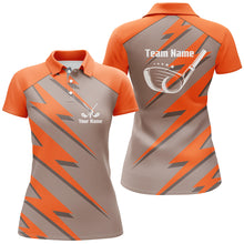 Load image into Gallery viewer, Personalized womens golf polo shirts orange lightning custom name &amp; team name golf shirt, golfing gift NQS6090