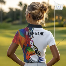Load image into Gallery viewer, Colorful Rainbow Flame golf ball Women golf polo shirts custom team golf jerseys, laddies golf attire NQS10399