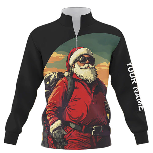 Santa Claus Playing Golf Christmas Quarter zip golf sweatshirt custom golf sweater for men women NQS8648