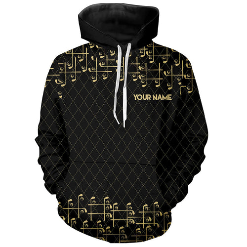 Black and Gold argyle pattern golf clubs Golf Hoodies Custom Golf Hoodie for men, women NQS9123