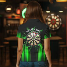Load image into Gallery viewer, Black and Green Light Dart Polo, Quarter Zip Shirt For Women Custom Dart Jerseys For Team NQS9332