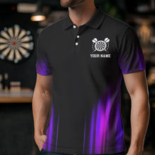 Load image into Gallery viewer, Black and Purple Light Darts Polo, Quarter Zip Shirt For Men Custom Darts Jerseys For Team NQS9334