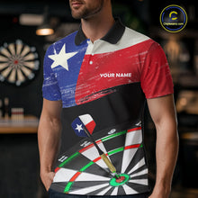 Load image into Gallery viewer, Texas Flag Dartboard Shirt for mens Custom Dart jerseys for team, patriotic dart league shirts NQS11408