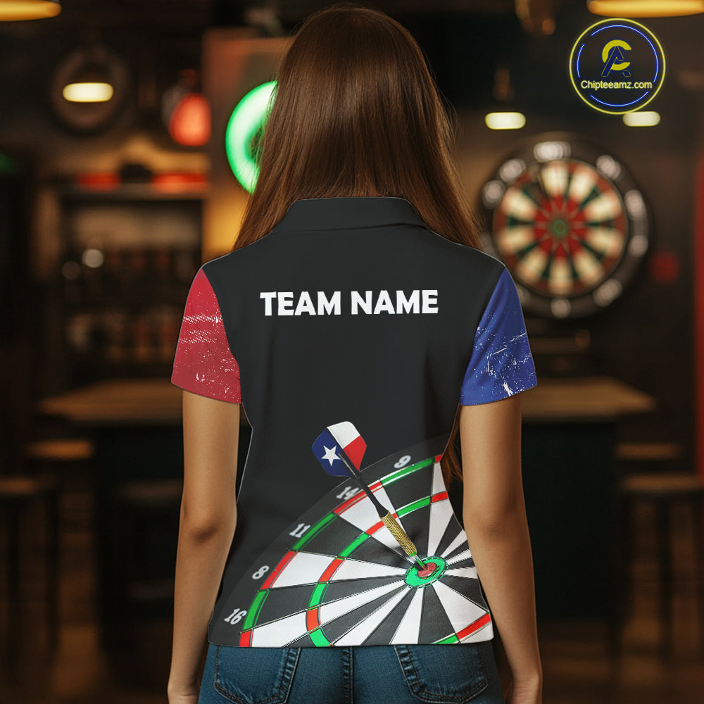Texas Flag Dartboard Shirt for Women Custom Dart jerseys for team, patriotic dart league shirts NQS11408