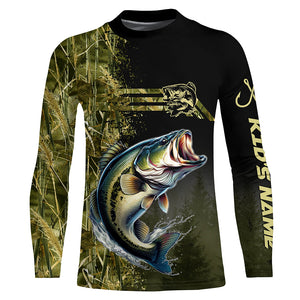 Largemouth Bass fishing camouflage Custom performance long sleeve Fishing Shirts, Bass Fishing jerseys NQS4862