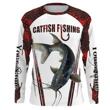 Load image into Gallery viewer, Catfish fishing red camo Custom Name Fishing Shirts UV Protection Gift For Fisherman NQS5166