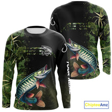 Load image into Gallery viewer, Musky fishing camouflage Custom performance long sleeve Fishing Shirts, Muskellunge Fishing jerseys NQS10081