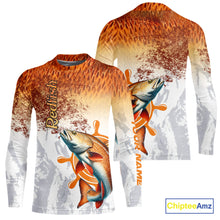 Load image into Gallery viewer, Redfish fishing scales pattern Custom performance long sleeve Fishing Shirts, Red Drum Fishing jersey NQS10086