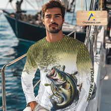 Load image into Gallery viewer, Bass fishing scales pattern Custom performance long sleeve Fishing Shirts, Bass Fishing jersey NQS10087