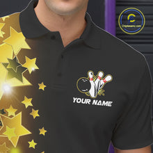 Load image into Gallery viewer, Men bowling Polo, Quarter Zip shirts Custom Gold Stars Bowling Team Bowlers Jersey NQS10599
