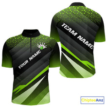 Load image into Gallery viewer, Green Bowling Custom Men Bowling Polo, Quarter zip Shirts Bowling Team Jerseys Bowling Tournament NQS10604