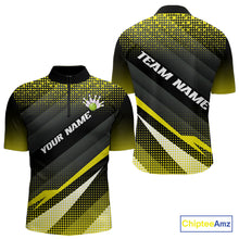 Load image into Gallery viewer, Yellow Bowling Custom Men Bowling Polo, Quarter zip Shirts Bowling Team Jerseys Bowling Tournament NQS10605