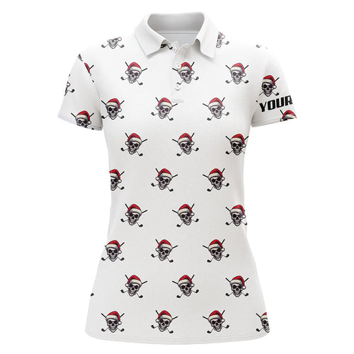 Funny Skull Santa Christmas pattern Women golf polo shirt custom christmas golf outfits for ladies NQS8650