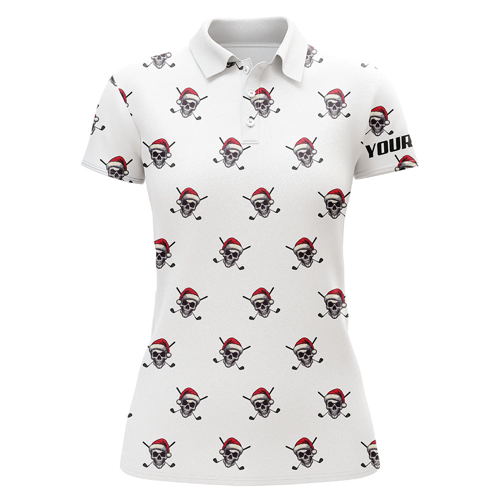 Funny Skull Santa Christmas pattern Women golf polo shirt custom christmas golf outfits for ladies NQS8650