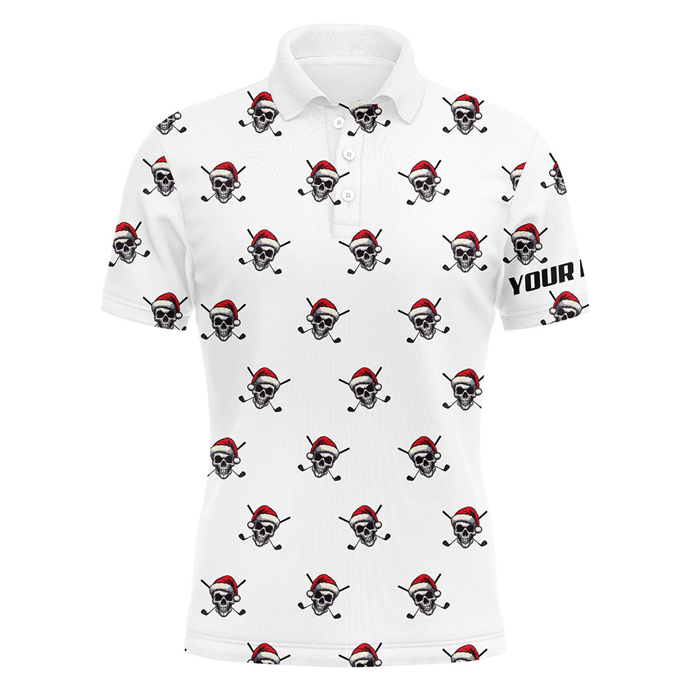 Funny Skull Santa Christmas pattern Mens golf polo shirt custom christmas golf outfits for men NQS8650