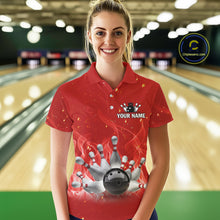 Load image into Gallery viewer, Personalized Red Flame Funny Bowling shirts for Women My drinking team has a bowling problem NQS11615