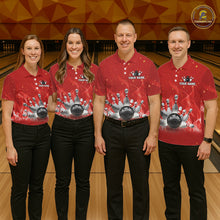 Load image into Gallery viewer, Personalized Red Flame Funny Bowling shirts for Women My drinking team has a bowling problem NQS11615