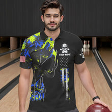 Load image into Gallery viewer, Skull Camouflage American Flag Mens Bowling Shirts Custom Patriotic Bowling Team Jerseys For Men NQS9642