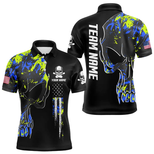 Skull Camouflage American Flag Mens Bowling Shirts Custom Patriotic Bowling Team Jerseys For Men NQS9642