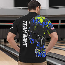 Load image into Gallery viewer, Skull Camouflage American Flag Mens Bowling Shirts Custom Patriotic Bowling Team Jerseys For Men NQS9642