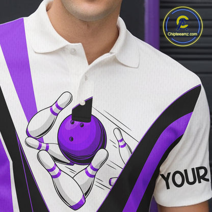 Custom bowling polo shirts for men I'm not swearing, I'm using my bowling words purple bowl shirts NQS7434